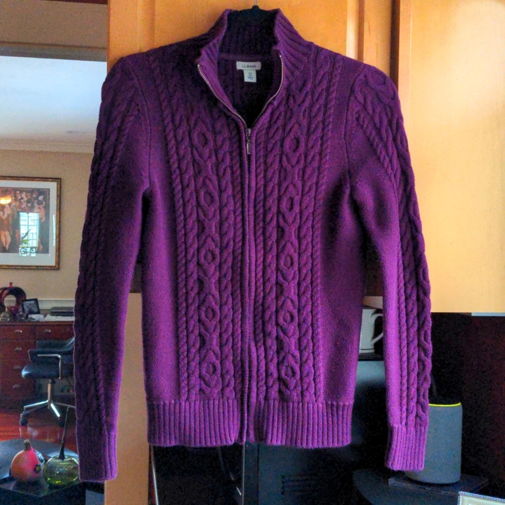COPY - L. L. Bean, Full Zip Cable Sweater, XS
